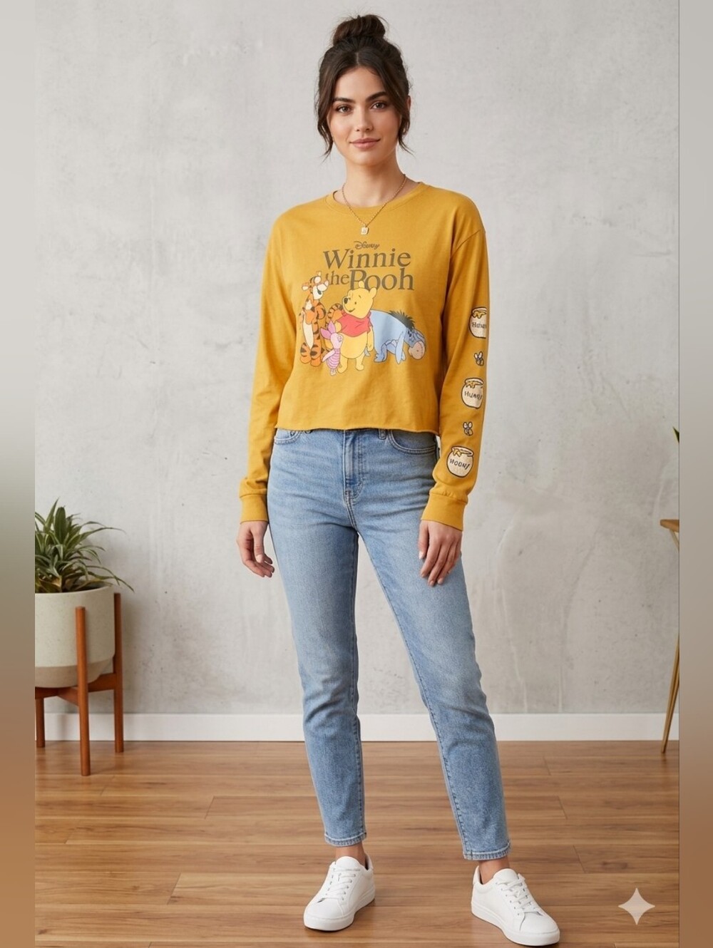 Disney Winnie the Pooh Mustard Yellow Long-Sleeve Graphic Tee